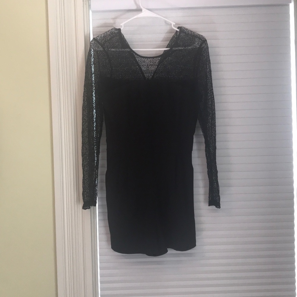Lace long sleeve black romper